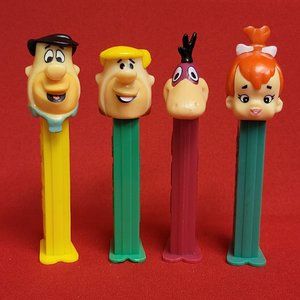 Vintage Flintstones Fred Barney Pebbles Dino Pez Dispensers Set of 4